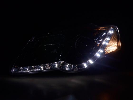 Scheinwerfer Set Daylight LED TFL-Optik VW Polo Typ 9N3 05-09 chrom Scheinwerfer Set Daylight LED TFL-Optik VW Polo Typ 9N3 05-09 chrom